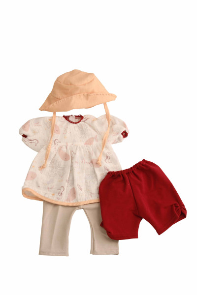 Kleidung zu Stehpuppe 52 cm Elli Kleidung rot/weiss/beige