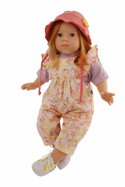 Puppe Elli 52 cm rote Haare, blaue Schlafaugen, Kleidung Früchtchen