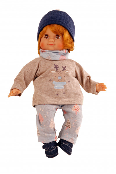 Puppe Schlummerle Junge 32 cm rote Haare, braune Schlafaugen, Winterkleidung