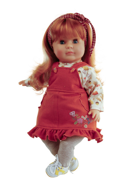 Puppe Hanni 45 cm rote Haare, blaue Schlafaugen, Kleidung Pilzchen