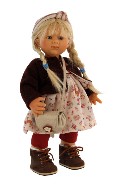 Puppe Müller-Wichtel Maja 30 cm blonde Haare, Kleidung rose/braun