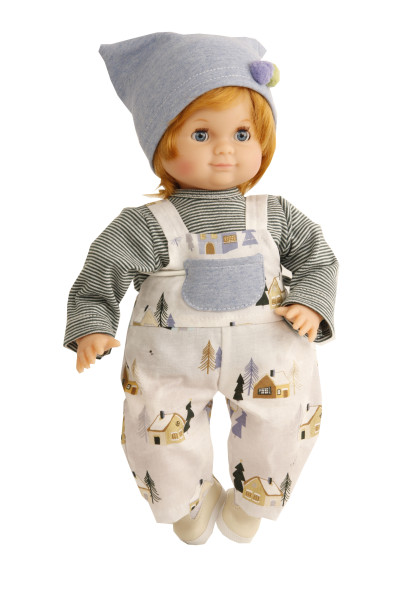 Puppe Schlummerle Junge 32 cm rote Haare, blaue Schlafaugen, Winterkleidung