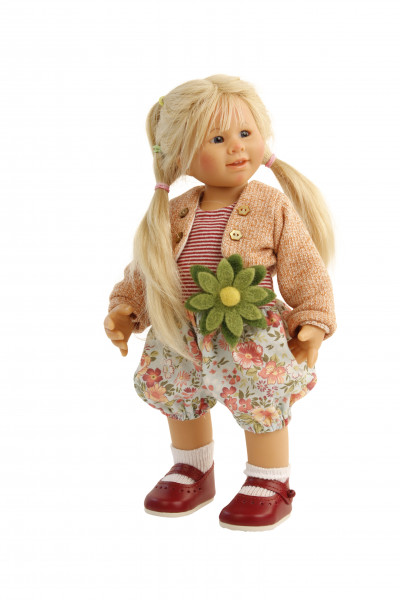 Puppe Müller-Wichtel Rosi 30 cmblonde Haare, Blumenoverall+Jacke bunt