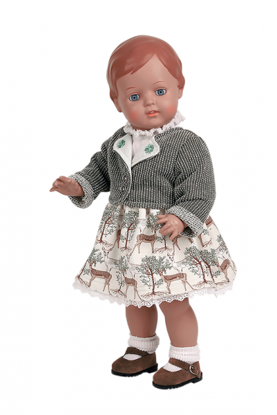 Puppe Christel 46 cm braune Malhaare, Trachtenkleidung