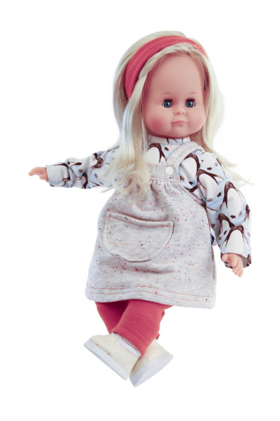 Puppe Schlummerle 37 cm blonde Haare, blaue Schlafaugen, Pinguinkleidung