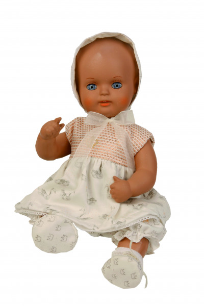 Baby Strampelchen 31+35 cm braune Malhaare, Schwanenkleidung