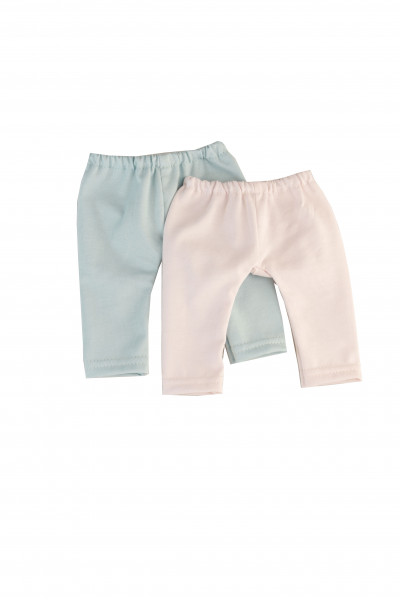 Leggings set of 2 in light blue and rose for doll sizes 32 - 52 cm