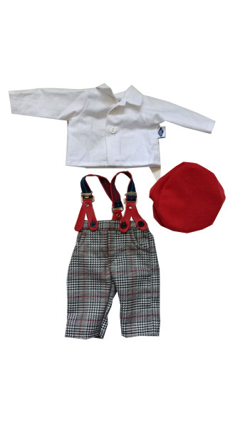 Kleidung zu Müller-Wichtel 30 cm, Kleidung Junge weiss/grau/rot