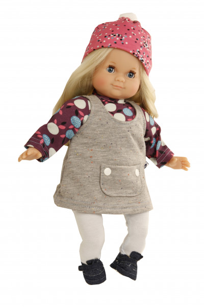 Kleidung zu Puppe Schlummerle 32 cm, winterlich in blau/weiss/grau