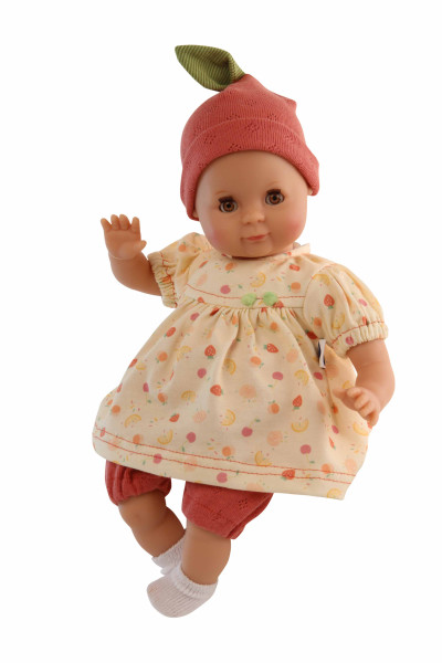 Puppe Schlummerle 32 cm mit Malhaar und braunen Schlafaugen, Erdbeerchen