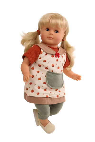 Puppe Hanni 45 cm blonde Haare, blaue Schlafaugen, Kleidung Äpfelchen