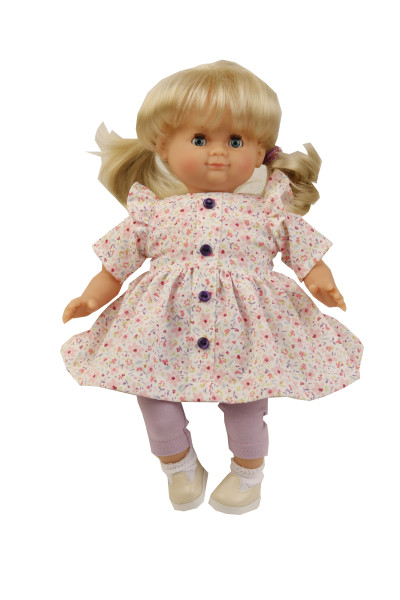 Puppe Schlummerle 32 cm blonde Haare, blaue Schlafaugen,Blumenkleidung
