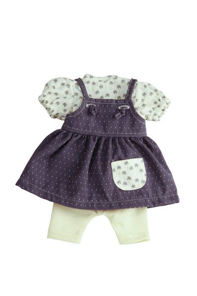 Kleidung zu Puppe Schlummerle 32 cm, Sommerkleidung creme/blau