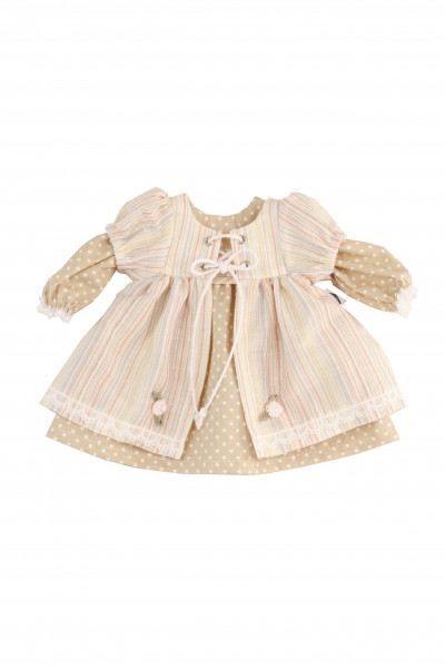 Kleid für Stehpuppe 41 -70 cm Sommerkleid braun/beige/rose