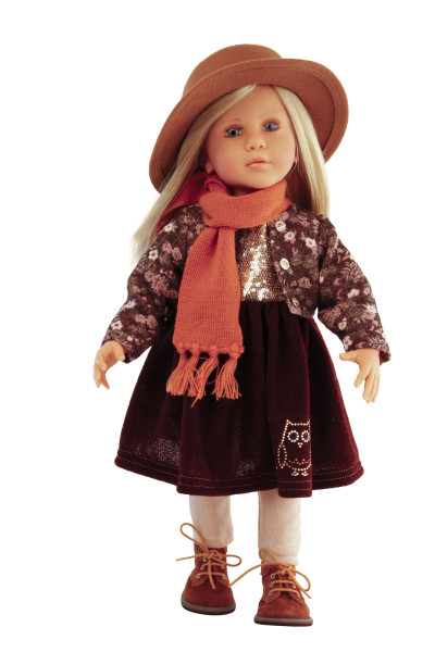 Puppe Isi 50 cm von Gudrun Legler blonde Haare, Paillettenkleidung
