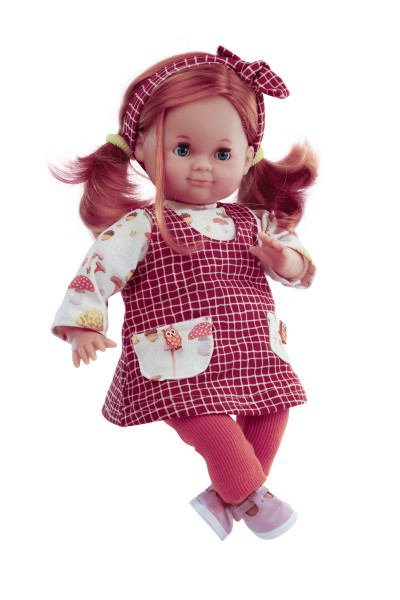 Puppe Schlummerle 32 cm rote Haare, blaue Schlafaugen, Kleidung Pilzchen