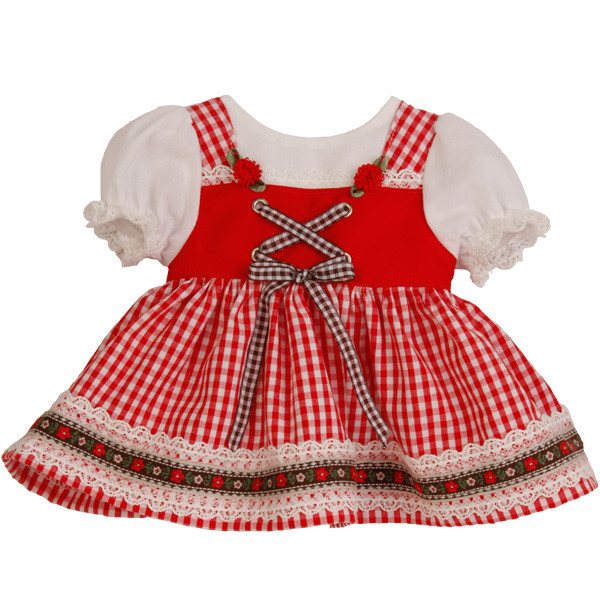 Kleidung zu Klassikpuppe 70 cm Dirndl rot/weiss