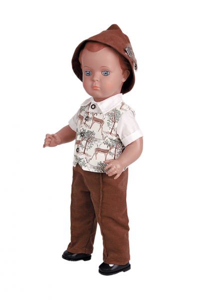 Puppe Hans 49 cm braune Malhaare, Trachtenkleidung