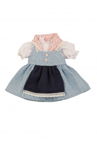 Kleidung zu Stehpuppe 41 cm Dirndl blau/weiss