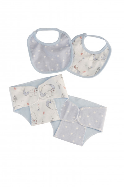 Diaper/ Bib blue set of 2 sizes 32, 37, 45 and 52.