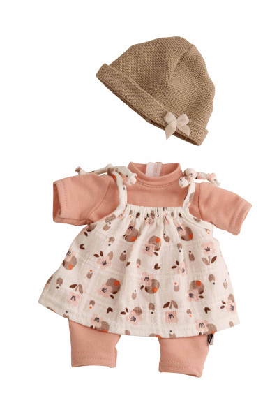 Kleidung zu Puppe Schlummerle 32 cm, Overall rose mit Kleid und Mütze