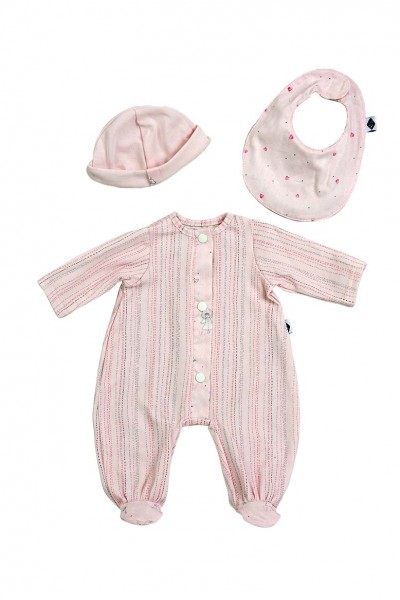 Kleidung zu Baby Amy 45 cm Oberall+Mütze rose