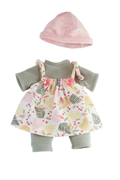 Kleidung zu Puppe Schlummerle 32 cm, Strickoverall grün mit Kleid und Mütze
