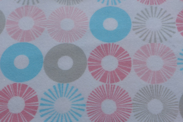 roughened cotton fabric (100% cotton) printed with stylised blossoms