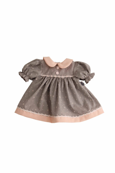 Kleid für Stehpuppe 25 bis 49 cm, grau/rose