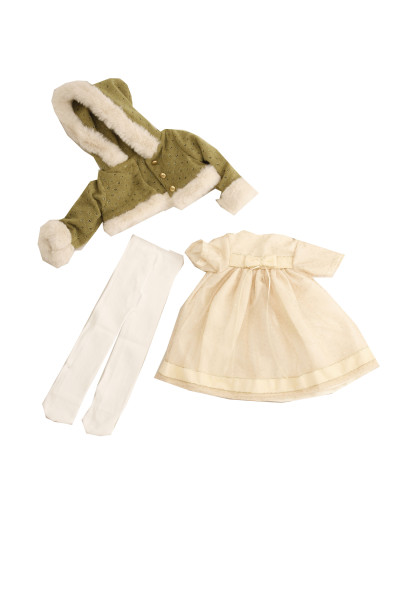Kleidung zu Puppe Elena/Carolina Sauer Gr. 53 winterlich gold/grün