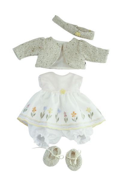 Hängekleid zu Baby Strampelchen 35cm weiss /grün