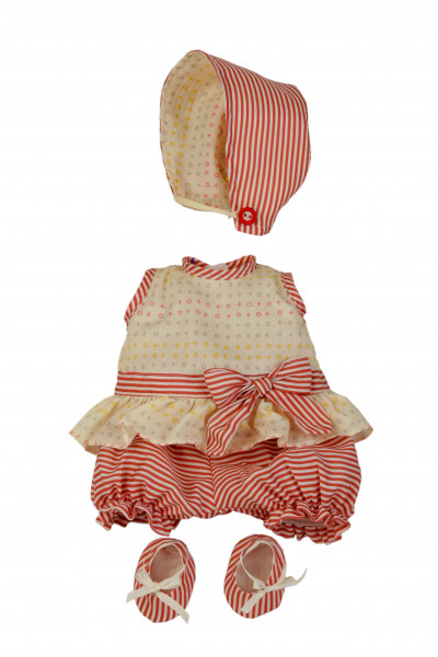 Kleidung zu Baby Strampelchen 31+35 cm rose/weiss