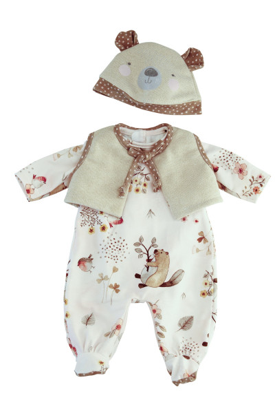 Kleidung zu Baby Amy 45 cm Bieberoverall + Weste + Mütze