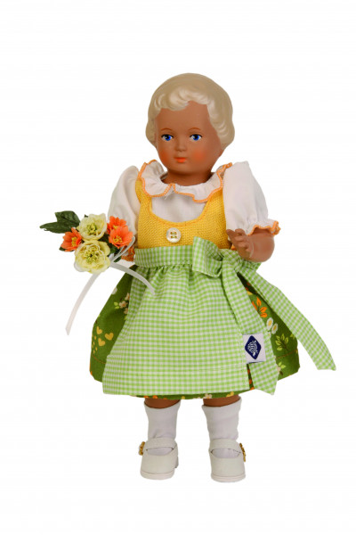 Puppe Ursel 25 cm von 1941 blondee Malhaare, Dirndl