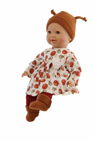 Schnullerbaby Lenchen 37 cm, Malhaar, blaue Schlafaugen, , Kleidung winterlich