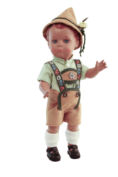 Puppe Hans 34 cm braune Malhaare, Trachtenkleidung