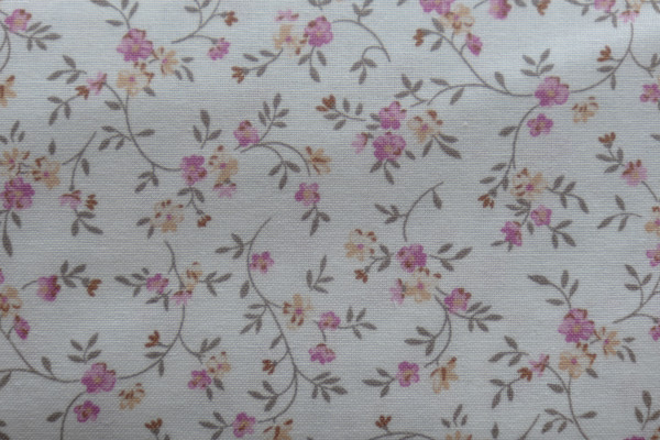 Batiste 100% cotton white printed with flower tendril rose