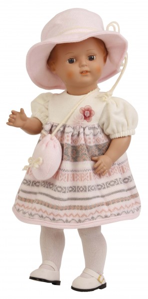 Puppe Christel 41 cm Miblu braune Malhaare, braune Glaskugelaugen, Kleidung winterlich