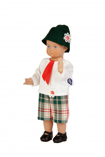 Puppe Hans 18 cm blonde Malhaare, Trchtenkleidung