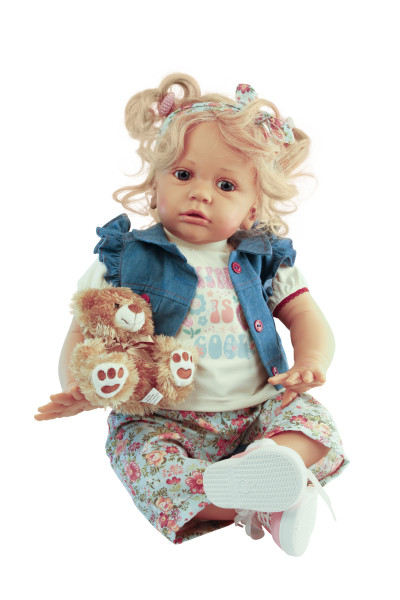 Puppe Greta 60 cm von Gudrun Legler, blonde Haare, Kleidung sommerlich
